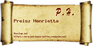 Preisz Henrietta névjegykártya
